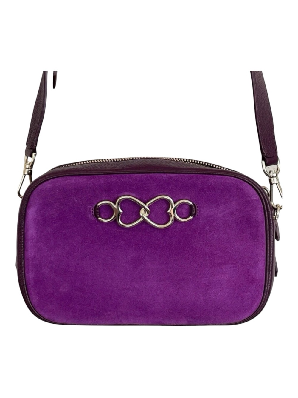 Kate Spade Crossbody Infinite Suede Medium New Camera Bag Purple Berry Blitz
